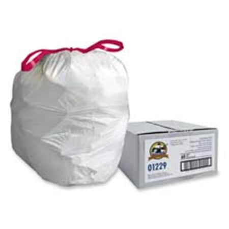 Genuine Joe Drawstring Trash Can Liners- 16 Gal.- 24in.x25-.13in.- White, 60PK GE463111
